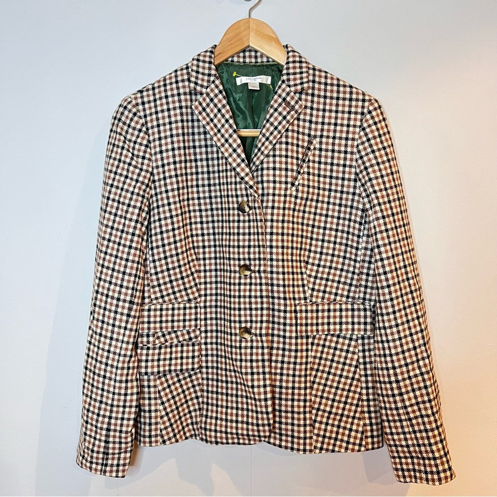 VINTAGE | Liz Claiborne plaid wool blazer
